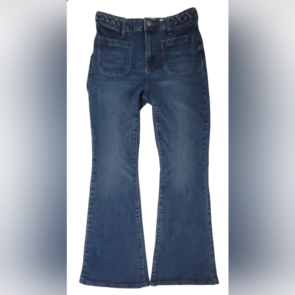 Regeneration Flower Braided Waist Blue Denim Flared Jeans Womens Size 7 28 Pants